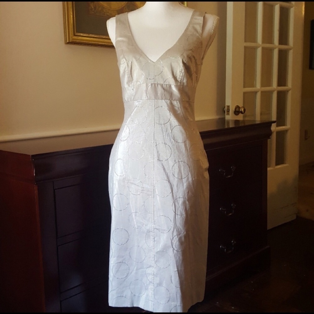 NWT⛱️Chaiken - Silver Circle Print Sheath Dress - 8
